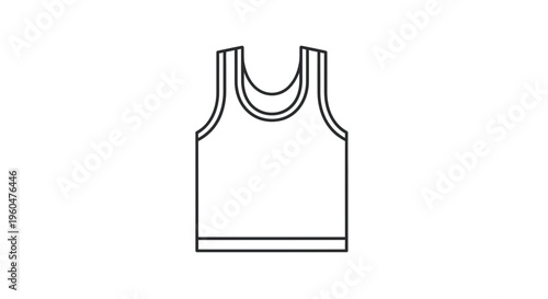 Minimalist vector line art drawing of a common male sleeveless top for everyday casual wear