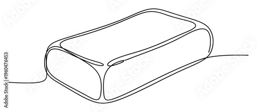 Continuous line drawing of a sleek rectangular item with smooth rounded edges, perfect for contemporary product portrayals, educational visual aids, or simple visual compositions.