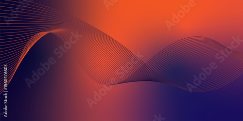 Glowing OrangeRed and navy gradient ribbons rising smoothly from a deep black shadowed base across a subtle grainy textured background with gentle luminous highlights, modern creative header design