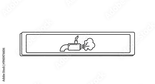Monochromatic line art illustration of an industrial exhaust pipe emitting smoke, symbolizing air