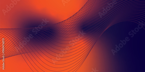 Glowing OrangeRed and navy gradient ribbons rising smoothly from a deep black shadowed base across a subtle grainy textured background with gentle luminous highlights, modern creative header design