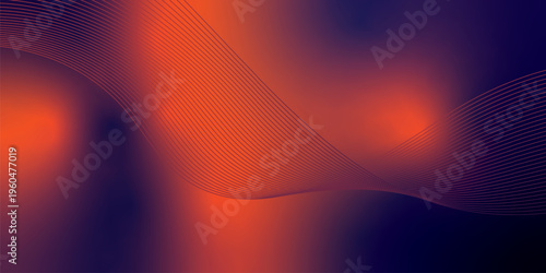 Glowing OrangeRed and navy gradient ribbons rising smoothly from a deep black shadowed base across a subtle grainy textured background with gentle luminous highlights, modern creative header design