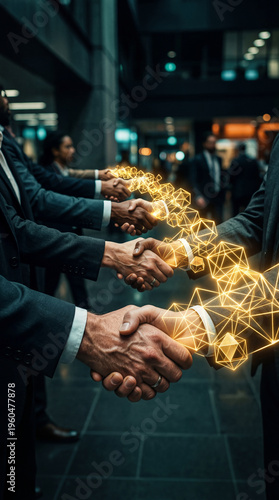 Handshakes light up in a fu...