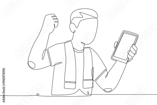 Watch football live stream online concept one-line drawing