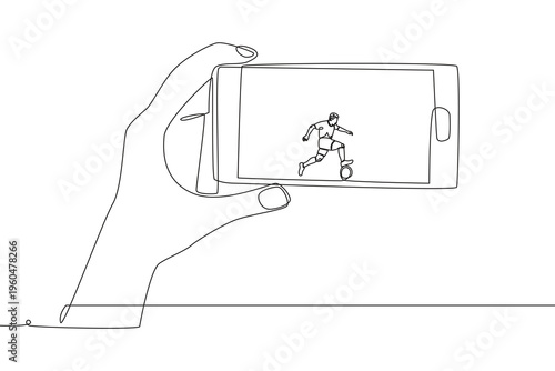Watch football live stream online concept one-line drawing