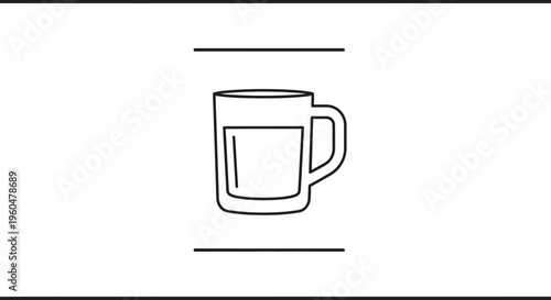 Stylized monochrome outline icon of a classic drinking vessel holding a cold refreshment