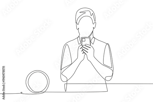 Watch football live stream online concept one-line drawing