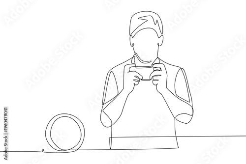 Watch football live stream online concept one-line drawing