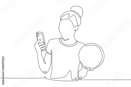 Watch football live stream online concept one-line drawing