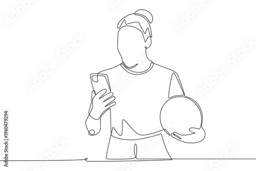 Watch football live stream online concept one-line drawing