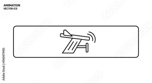 Line art vector icon depicting a drone or airplane sending wireless signals from a wall-mounted