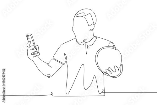 Watch football live stream online concept one-line drawing