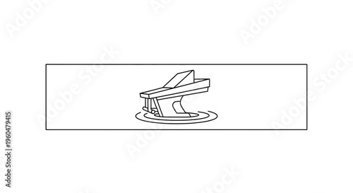 Minimalist black and white outline drawing of a swimming pool starting block partially submerged