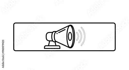Minimalist outline graphic representing a megaphone emitting sound waves for communication alerts