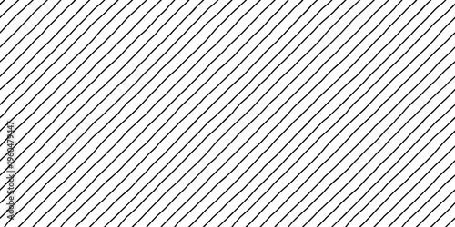 Seamless diagonal stripe pattern with hand drawn uneven lines abstract black white background minimal geometric design crayon sketch texture modern repeat wallpaper fabric wrapping paper