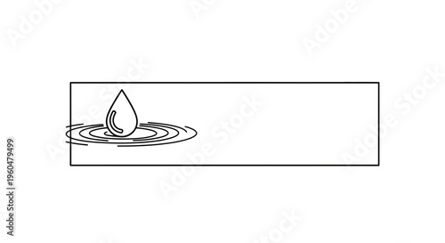 Elegant minimalist line art illustrating a single water droplet generating concentric ripples on a