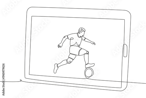 Watch football live stream online concept one-line drawing