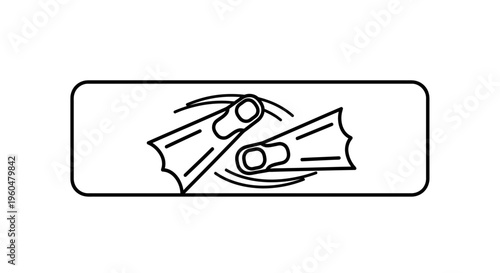 Minimalist line art illustration featuring two swimming fins indicating water activities and