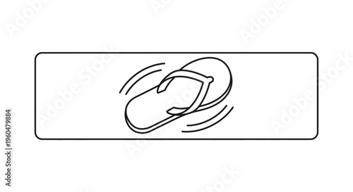 Dynamic line art icon of a single casual summer sandal with radiating motion waves expressing