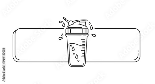 Minimalist line art illustration of a fitness shaker bottle for healthy lifestyle and hydration