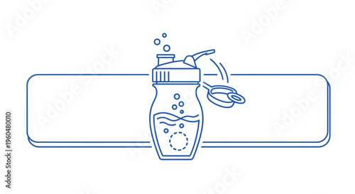 Dynamic illustration of a shaker bottle with effervescent liquid and an open lid for mixing