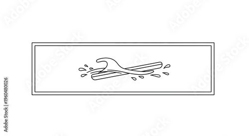 Minimalist black and white outline drawing depicting two objects being gently washed by a stylized