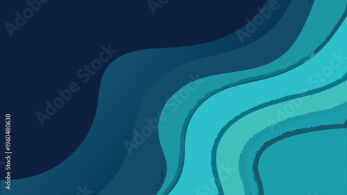 Abstract flowing lines in varying shades of blue and teal