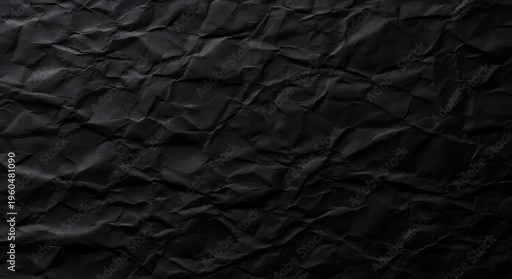 Fototapeta premium Dark Black Crumpled Paper Fabric Texture Background 