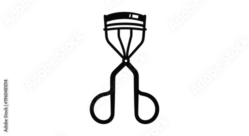 A simple black outline depicts an eyelash curler a beauty tool for enhancing lashes silhouette high quality professional