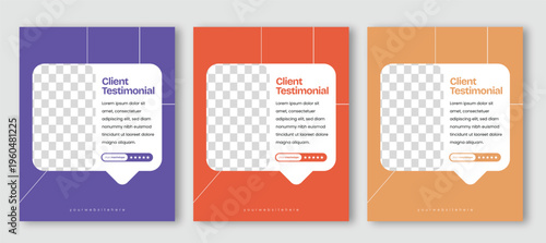 Customer Testimonial Social Media Post Template with Clean Layout, Vector quote banner design