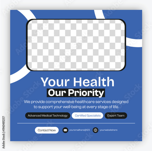Medical Healthcare Social Media Post Vector Template