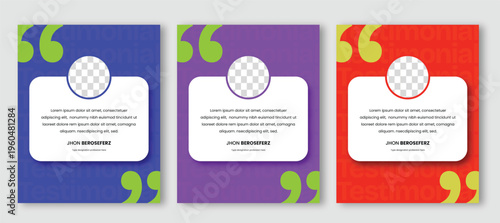 Creative Testimonial Social Media Template with Client Feedback Banner Vector Design