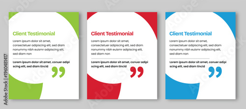 Customer testimonial social media post template with clean quote layout vector design