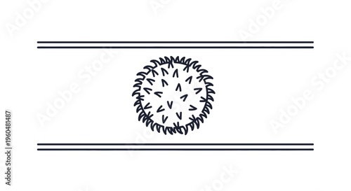 Detailed line art of a microscopic particle featuring a spiky spherical form