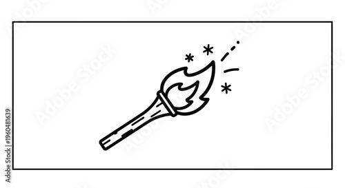 Hand-drawn torch illustration radiating light and warmth in a simplistic style