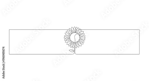 Elegant one continuous line drawing of a minimalist sunflower design with delicate petals