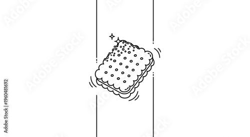 Minimalist black and white line art illustration of a delicious sandwich cookie snack with