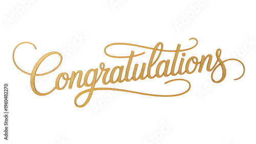 Golden congratulations glittery calligraphy text on white background for celebrations and wishes