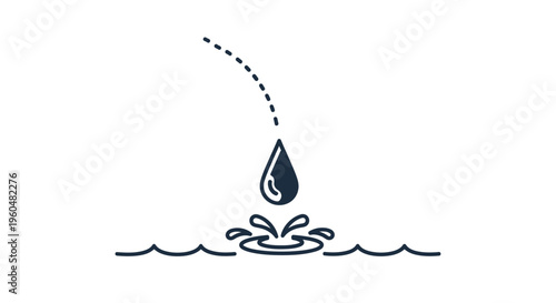 Single droplet descending into calm water creating a dynamic splash a symbol of impact and hydration