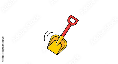 Vibrant yellow and red plastic toy shovel for sandbox adventures and beach play fun