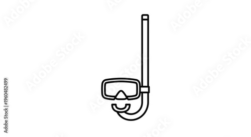 Essential snorkeling gear minimalist line art illustration for underwater exploration adventures