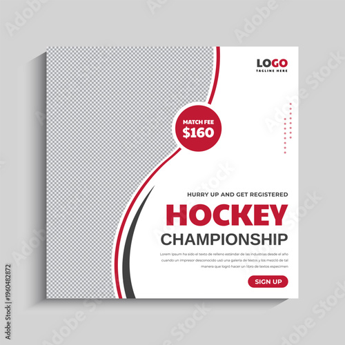 Hockey Sports Social Media Post Banner Template