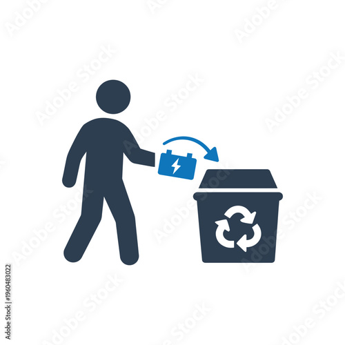 Proper Battery Recycling Icon