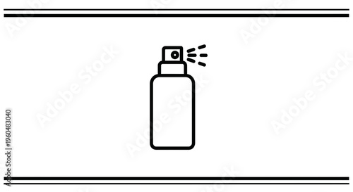 Simple line art illustration of a spray bottle dispensing a fine mist, perfect for hygiene and