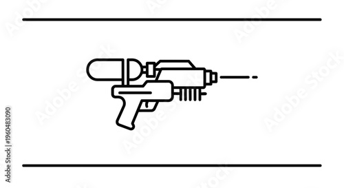 Futuristic sci-fi laser pistol outline icon representing advanced space weaponry design