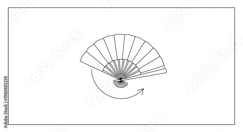 Illustrative diagram depicting a classic folding hand fan in motion generating a cooling breeze