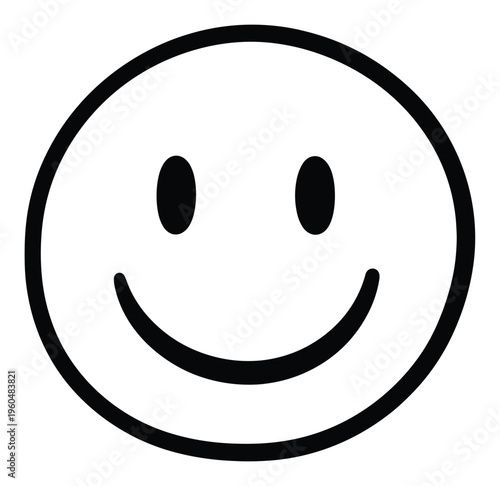 A universally recognized simple black outline smiley face symbol representing happiness and joy, perfect for expressing positive emotions in various digital and print media applications