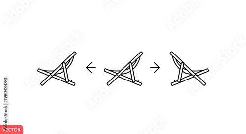 Vector Line Icon Illustrating Adjustable Deck Chair Recline Positions and Comfort Settings