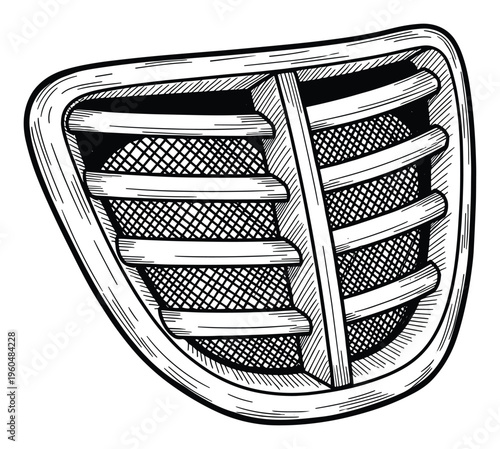 Classic automotive vehicle air vent grill for car engine cooling or cabin ventilation design element for mechanical engineering projects