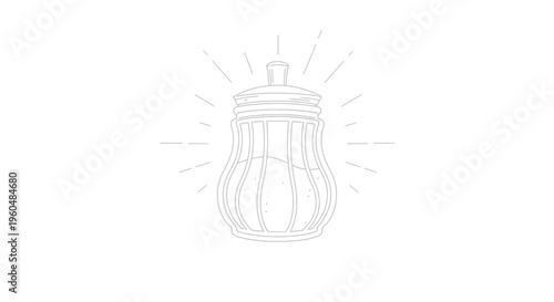 Elegant minimalist sugar bowl illustration with radiant glow for sweet culinary design elements
